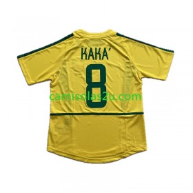 Camisolas de futebol Brasil KAKA 8 Retro Equipamento Principal 2002 Manga Curta